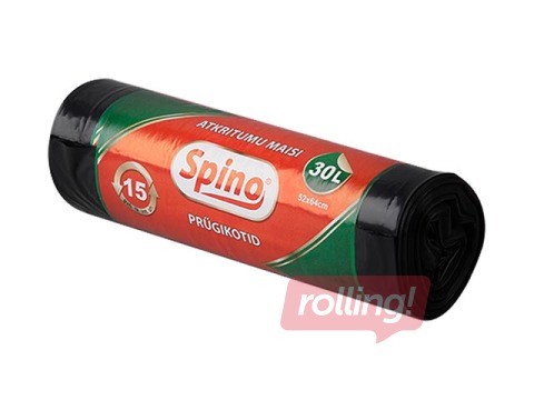 Atkritumu maisi Spino 30 l, LDPE, 52 x 64 cm, 33 mikr., 15 gab., melni