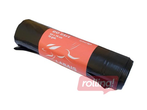 Atkritumu maisi Labais Maiss, 60 l, 33 mikr., 10 gab., melni