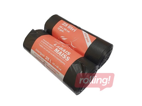 Atkritumu maisi Labais Maiss, melni, 25l, 30 mikr., 15 gab.