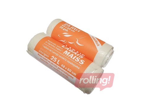 Smalkie atkritumu maisi Labais Maiss, 25l, 10 mikr., 20 gab., balti