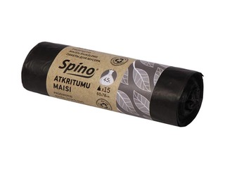 Atkritumu maisi Spino, 45l, 12 mic., 15 gab., melni