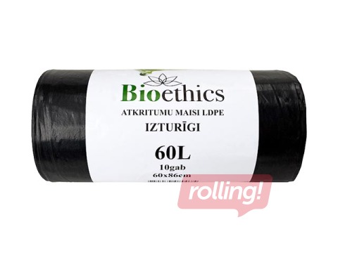 Atkritumu maisi, 60 l, 30 mikr., 60x86cm, 10gab, melni