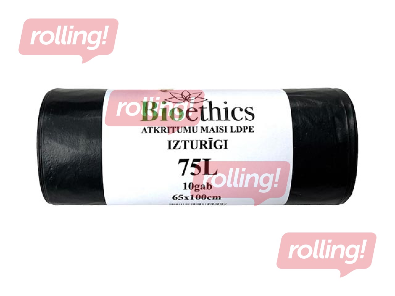 Atkritumu maisi, 75 l, 30 mikr., 65x100cm, 10gab, melni