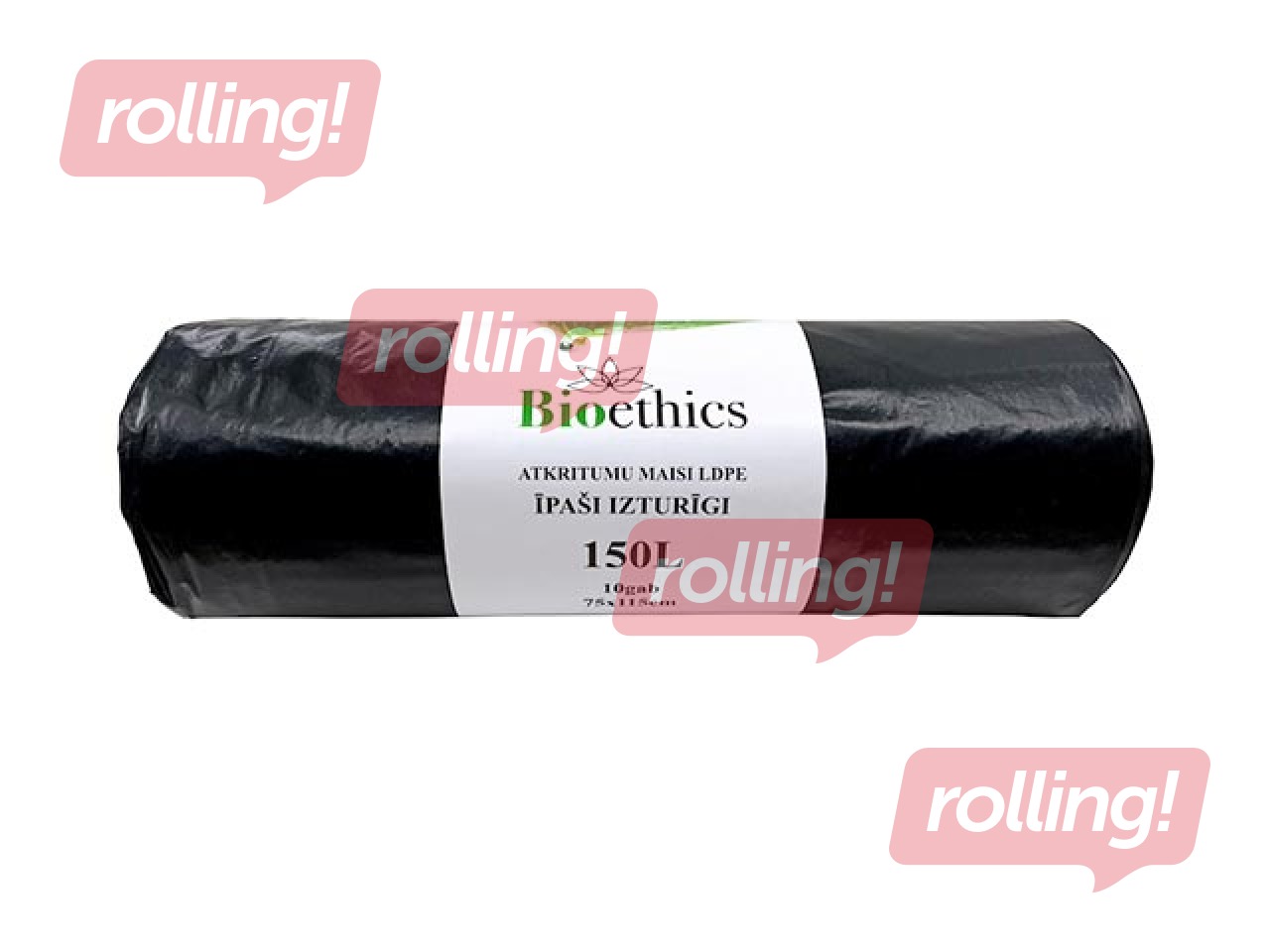 Atkritumu maisi, 150 l, 50 mikr., 75x115cm, 10gab, melni