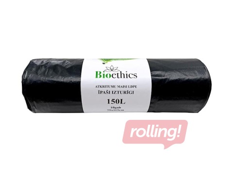 Atkritumu maisi, 150 l, 50 mikr., 75x115cm, 10gab, melni
