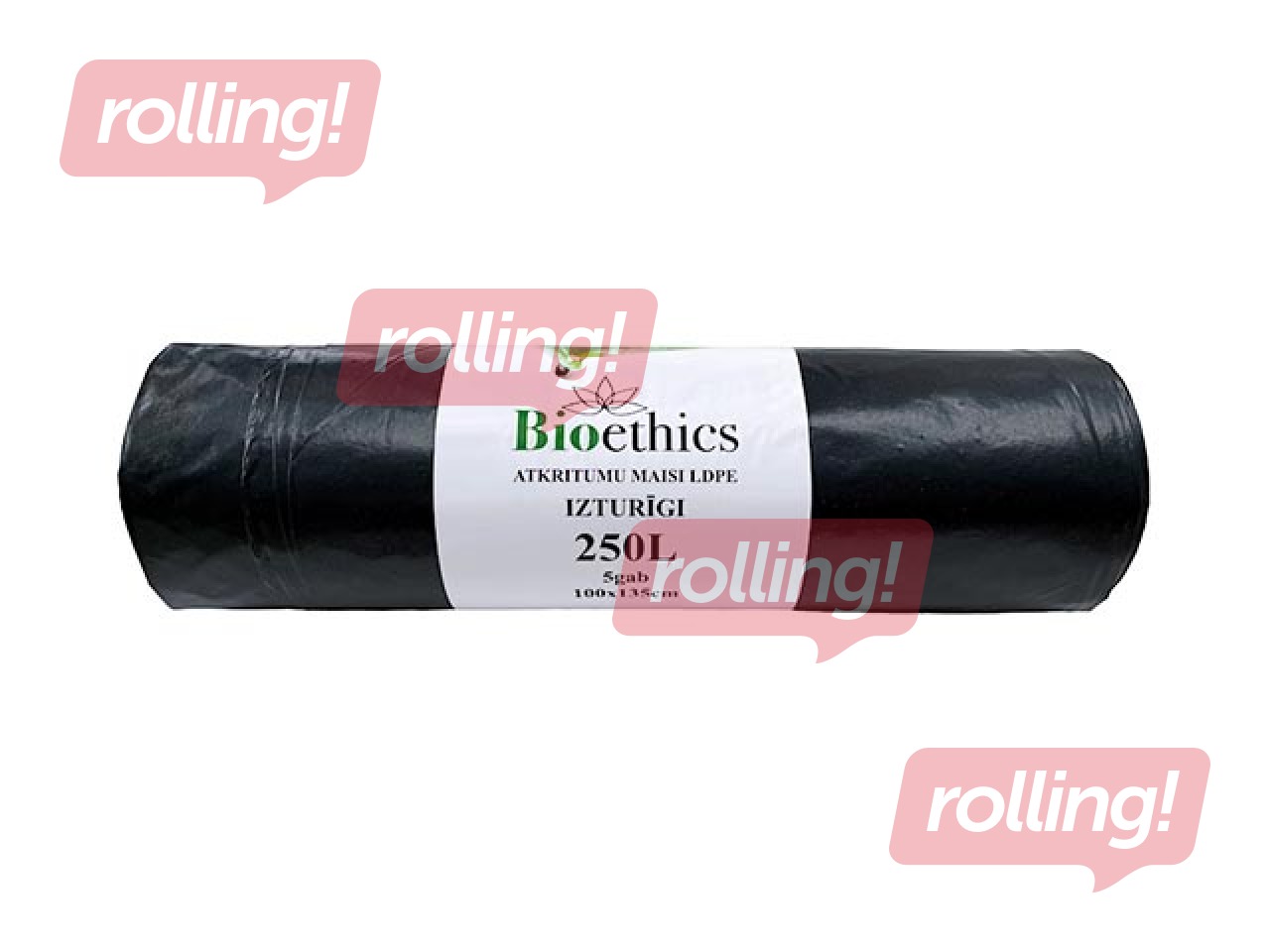 Atkritumu maisi, 250 l, 50 mikr., 100x135cm, 5gab, melni