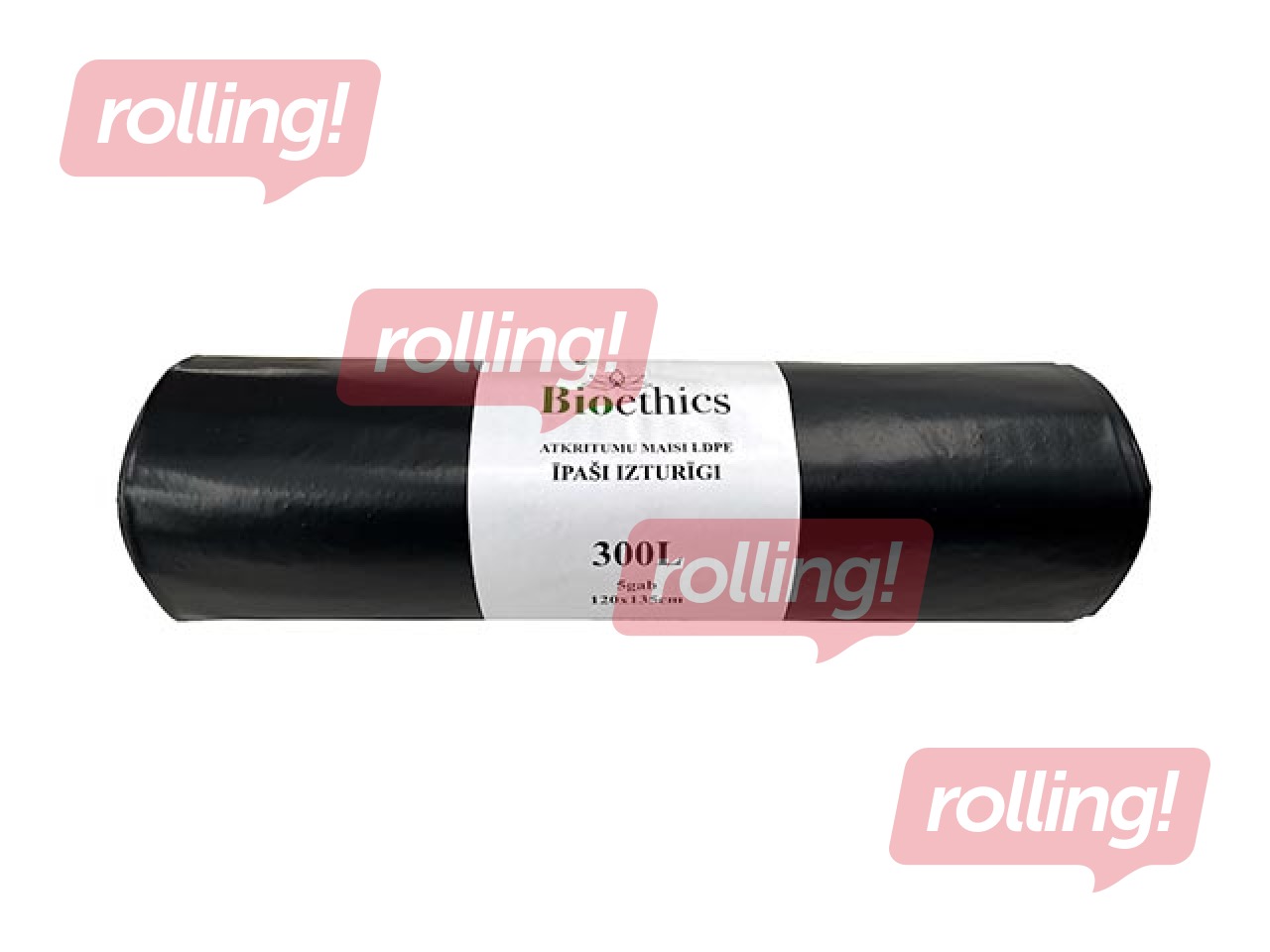 Atkritumu maisi, 300 l, 65 mikr., 120x135cm, 5gab, melni