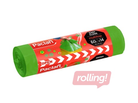 Atkritumu maisi Paclan Multitop, aromatizēti, 60 l, 15 mikr., 14 gab