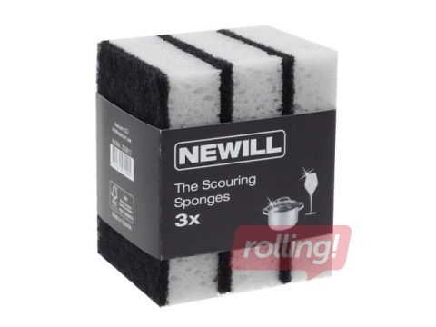 Švammītes trauku mazgāšanai Newill, baltas/melnas, 3 gab.