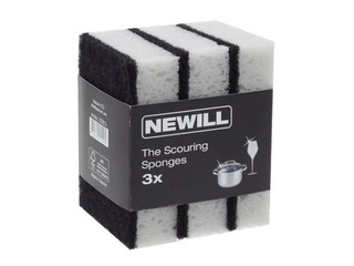 Švammītes trauku mazgāšanai Newill, baltas/melnas, 3 gab.