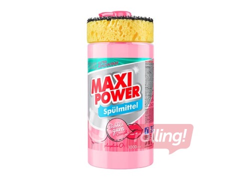 Trauku mazgāšanas želeja Maxi Power, Bubble Gum, koncentrēta, ar dozatoru un sūkli, 1l