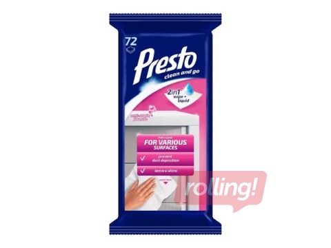 Virsmu tīrīšanas mitrās salvetes PRESTO Universal, 72 gab.