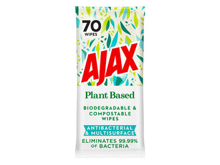 Tīrīšanas mitrās salvetes, Ajax Plant Based, 70 gab.
