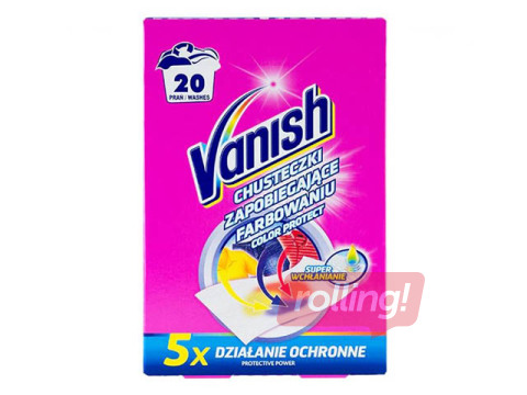Salvetes pret apģērba sakrāsošanos Vanish Colour Protect, 10 gab.