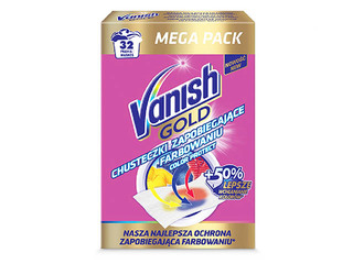 Salvetes pret apģērba sakrāsošanos Vanish Gold Color Protect, 16 gab.
