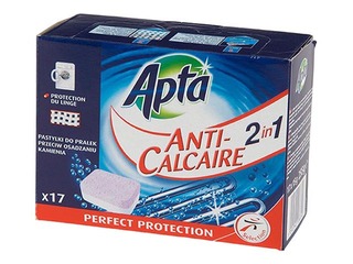 Ūdens mīkstinošās atkalķošanas tabletes veļas mašīnai 2in1, Apta, 17 gab. 