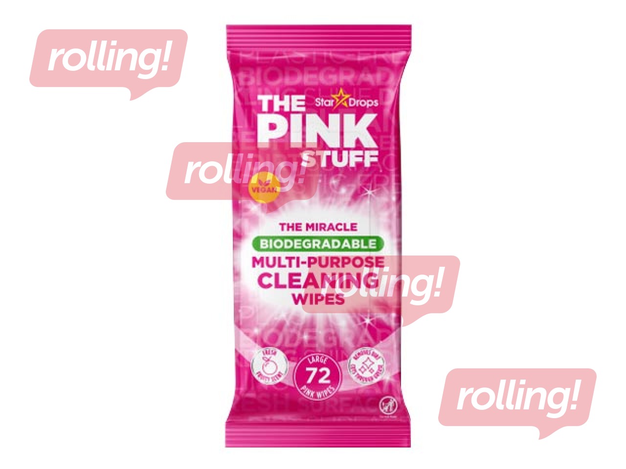 Mitrās salvetes uzkopšanai, multifunkcionālās, The Pink Stuff, 72 gab.