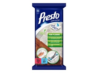 Virsmu tīrīšanas mitrās salvetes PRESTO grīdām, 16 gab.