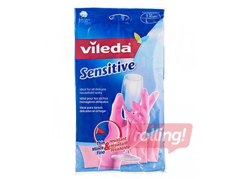 Lateksa cimdi ar kokvilnas oderi Vileda Sensitive, L izmērs