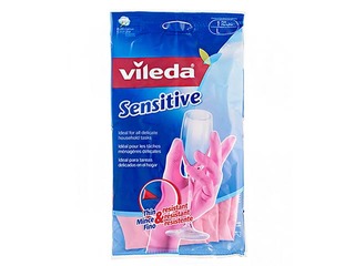 Lateksa cimdi ar kokvilnas oderi Vileda Sensitive, L izmērs