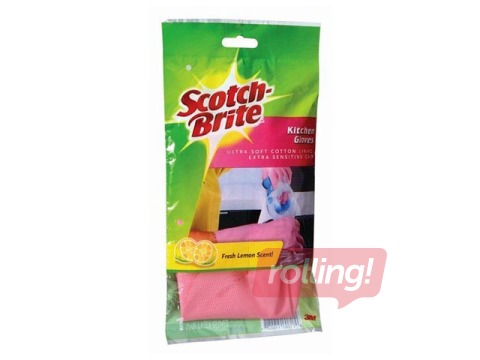 Gumijas cimdi ar kokvilnas oderi Scotch-Brite, izmērs L, 1 pāris