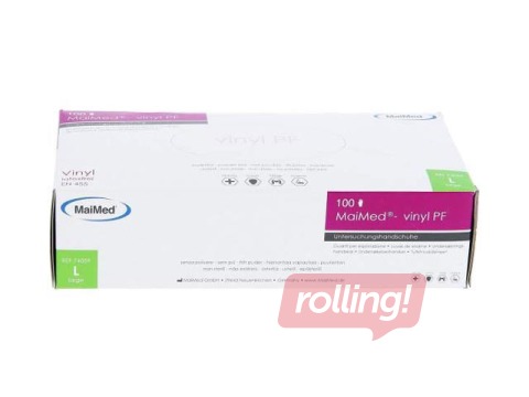 Cimdi vinila bez pūdera MaiMed L, zilie, 100 gab.