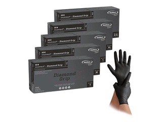 Cimdi nitrila, teksturēti, Diamond grip, M izmērs, melni, 50gab