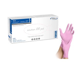 Cimdi nitrila, teksturēti, SolutionPink, M izmērs, rozā, 100 gab