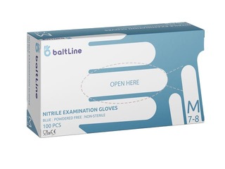 Cimdi BaltLine, nitrila, bez pūdera, zili, M izmērs, 100 gab.
