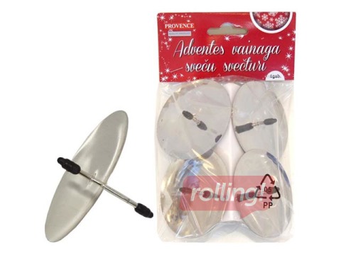 Svečturi adventes vainagam ar adatu Ø6cm 4gb, sudraba krāsā