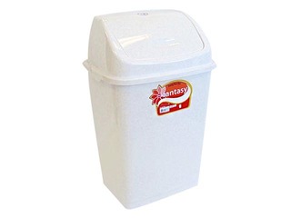 Atkritumu tvertne ar šūpojošos vāku FANTASY plastmasas, balta, 35L