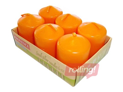 Sveces cilindra ø3.8cm, h-5.5cm, deg 5h, oranžas, 6 gab.