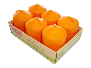 Sveces cilindra diametrs 3.8cm, augtums 5.5cm, deg 5 h, oranžas, 6 gb