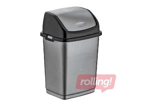 Atkritumu tvertne ar šūpojošos vāku FANTASY plastmasas pelēka, 35L