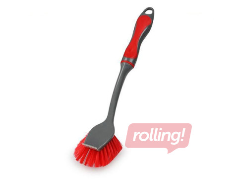 Trauku birste ar kātu 30cm, pelēka ar sarkanu