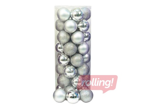 Egles bumbas, ø6 cm, 40 gab., sudraba krāsā