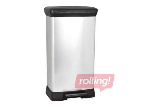 Atkritumu tvertne ar pedāli Deco Bin, metalizēta, sudraba, 50l