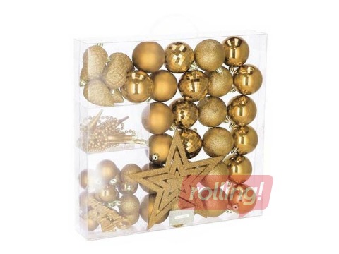 Ziemassvētku eglītes rotājumi Springos, zelta, 51 gab.