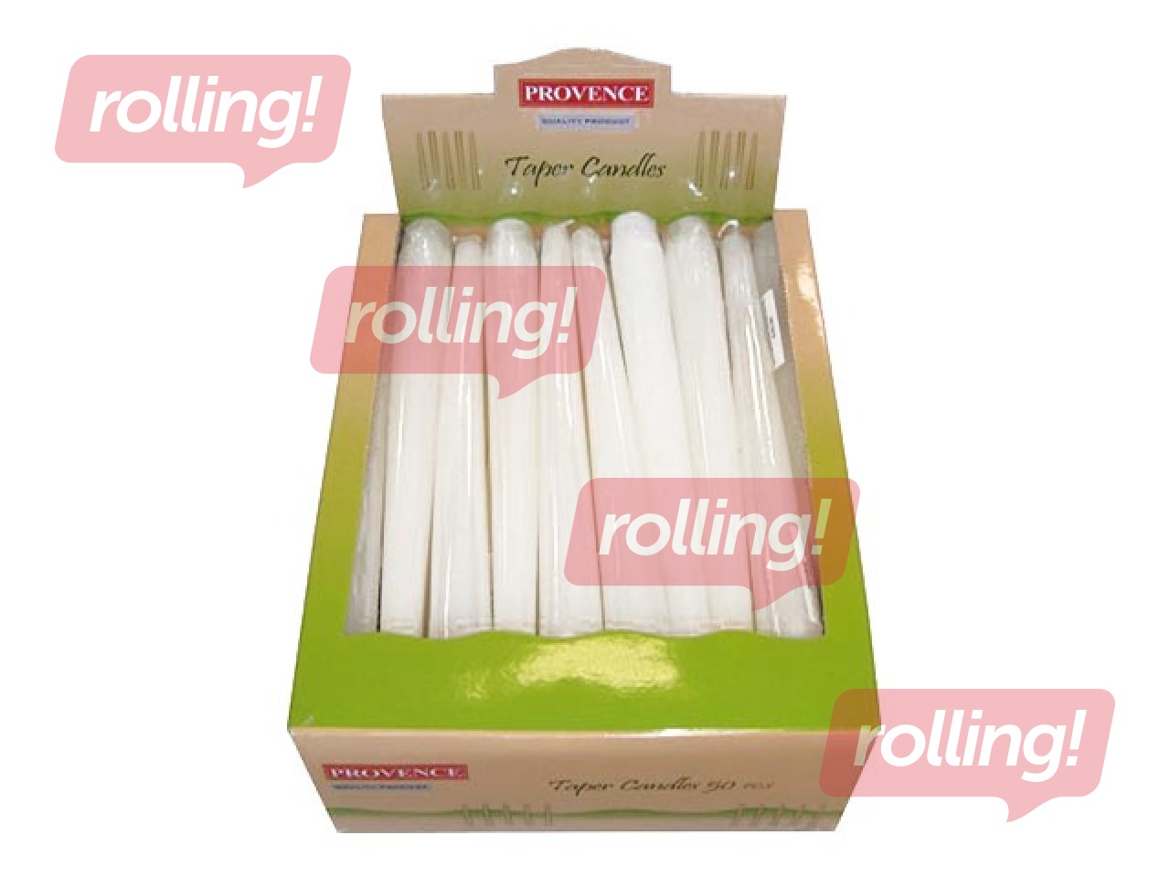 Svece galda Provence, balta, 25cm, 1 gab.