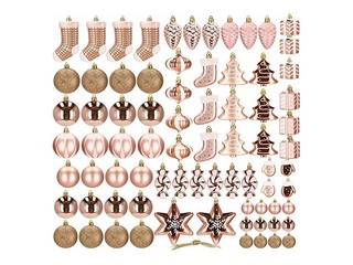 Ziemassvētku eglītes rotājumi Springos, rozā zelts, 77 gab.