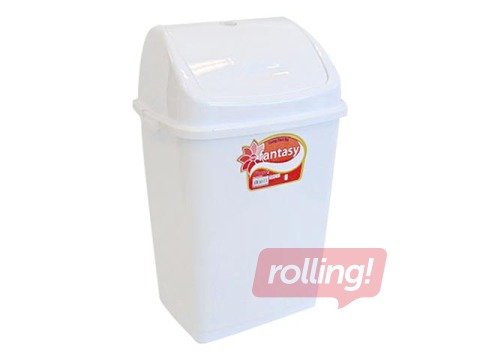 Atkritumu tvertne ar šūpojošos vāku FANTASY plastmasas, balta, 50 l