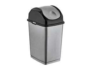 Atkritumu tvertne ar šūpojošos vāku SLIM plastmasas, pelēka/melna, 35 l