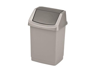 Atkritumu tvertne ar šūpojošos vāku Click-it, plastmasas, sudraba, 15 l