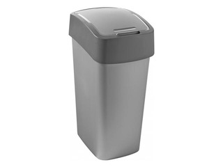 Atkritumu tvertne Flip Bin, plastmasas, sudraba/pelēka, 45 l