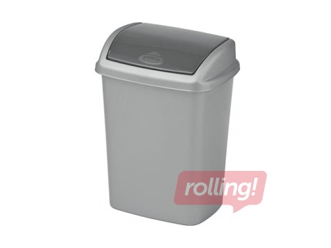 Atkritumu tvertne Dominik, plastmasas, sudraba/pelēka, 10 l