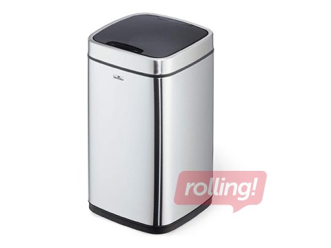 Atkritumu tvertne ar sensoru, bezskāriena, pelēka, 12l