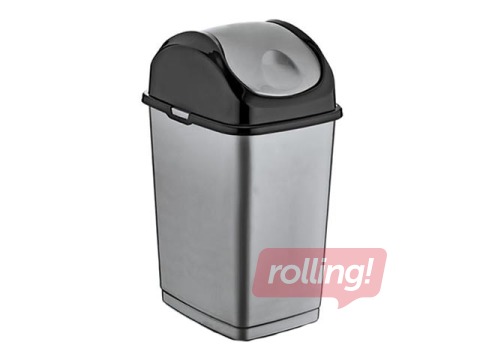 Atkritumu tvertne ar šūpojošos vāku SLIM, 50L, pelēka/melna