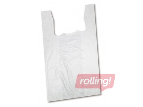 Maisiņi ar rokturiem HDPE, 47x22x90 cm, 25 mikroni, 100 gab., balti
