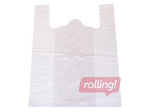 Maisiņi ar rokturiem HDPE, 40x20x60 cm, 20 mikroni, 100 gab., balti