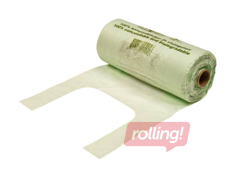 Maisiņi ar rokturiem, kompostējami, zaļi, 22+12x45cm, 200 gab.